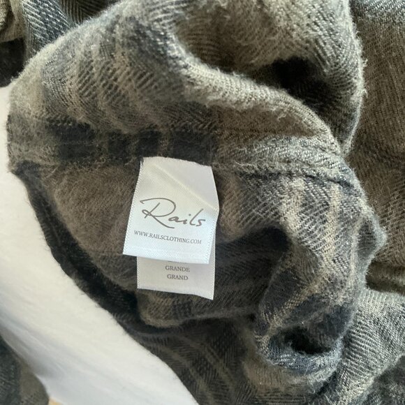 Rails Hunter in Olive Jet button down flannel shirt size Large - Picture 5 of 6